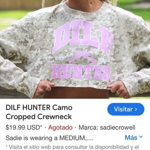 Pink and Gray Crew Neck Sweater with Camo Print